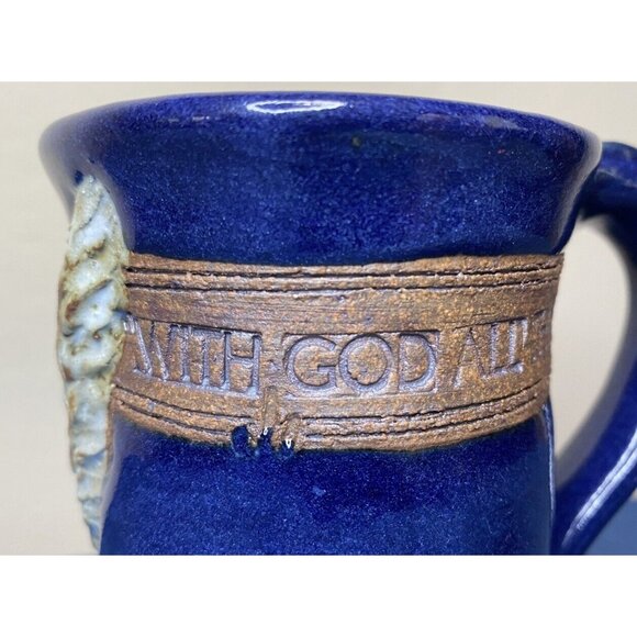 Stoneware Pottery Coffee Mug Matthew 19:26 With God All Things Are Possible - Picture 4 of 8